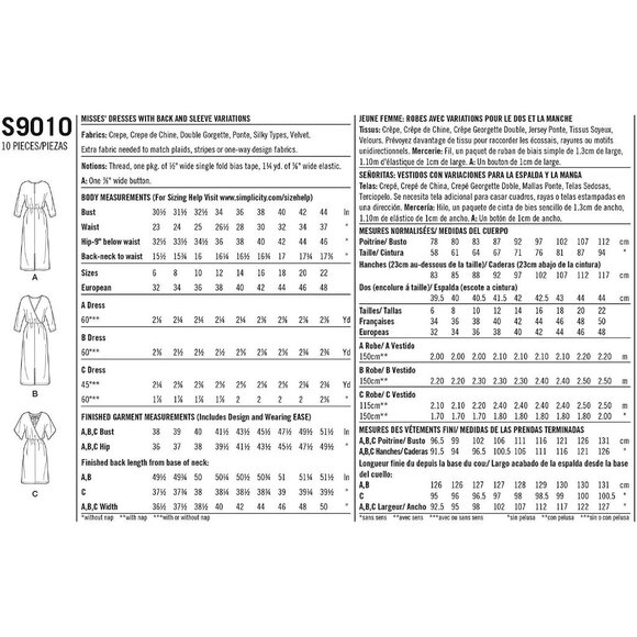 Simplicity Sewing Pattern S9010 Dress Misses Size 14-22 - Picture 2 of 5
